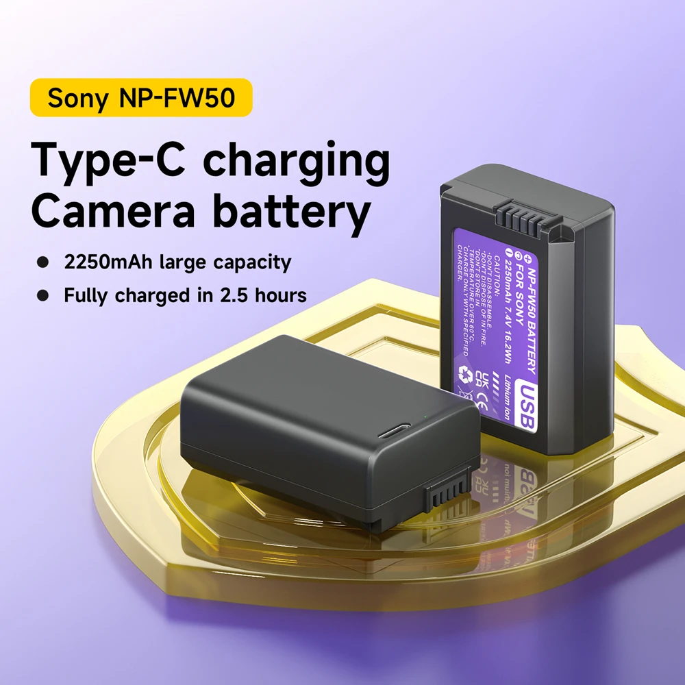 PALO NP-FW50 NPFW50 Battery Type-C Charging For Sony ZV-E10 Alpha A6400 A6000 A6300 A6500 A5100 A7 A7II A7RII A7SII A7S A7R