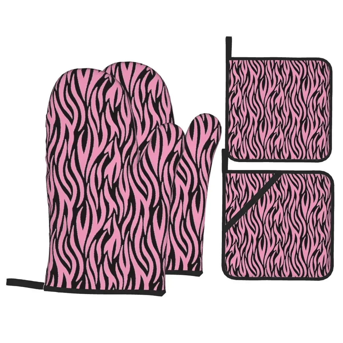 Tiger Stripe Camouflage Military Camo Oven Mitts and Pot Holder Sets of 4 for Baking Kitchen Cooking BBQ Resistant  Gloves