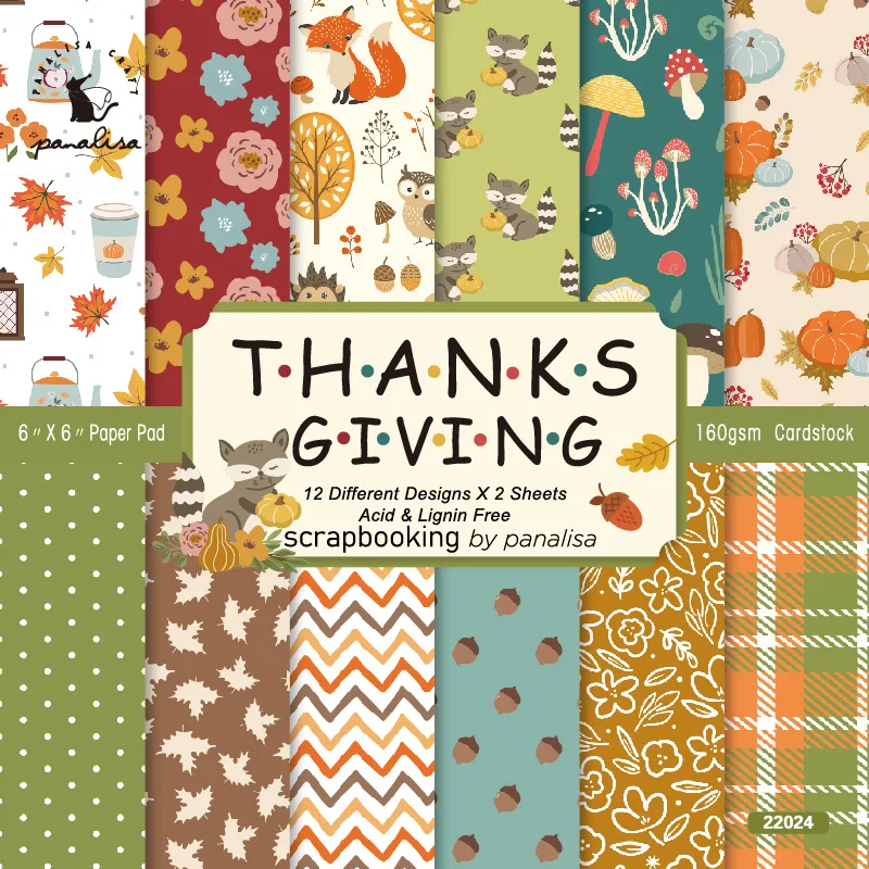 DIY Photo Album Scrapbooking Paper Ledger Materials Cute Autumn Thanksgiving Background Paper Pattern Paper - Image 3