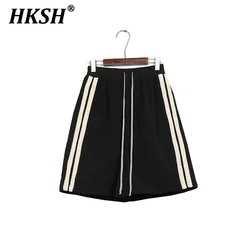 HKSH Summer New Men's  Tide Dark Shorts Spliced Striped Design RO Ribbon Capris Casual Fashion Streetwear Cotton Pants HK1982