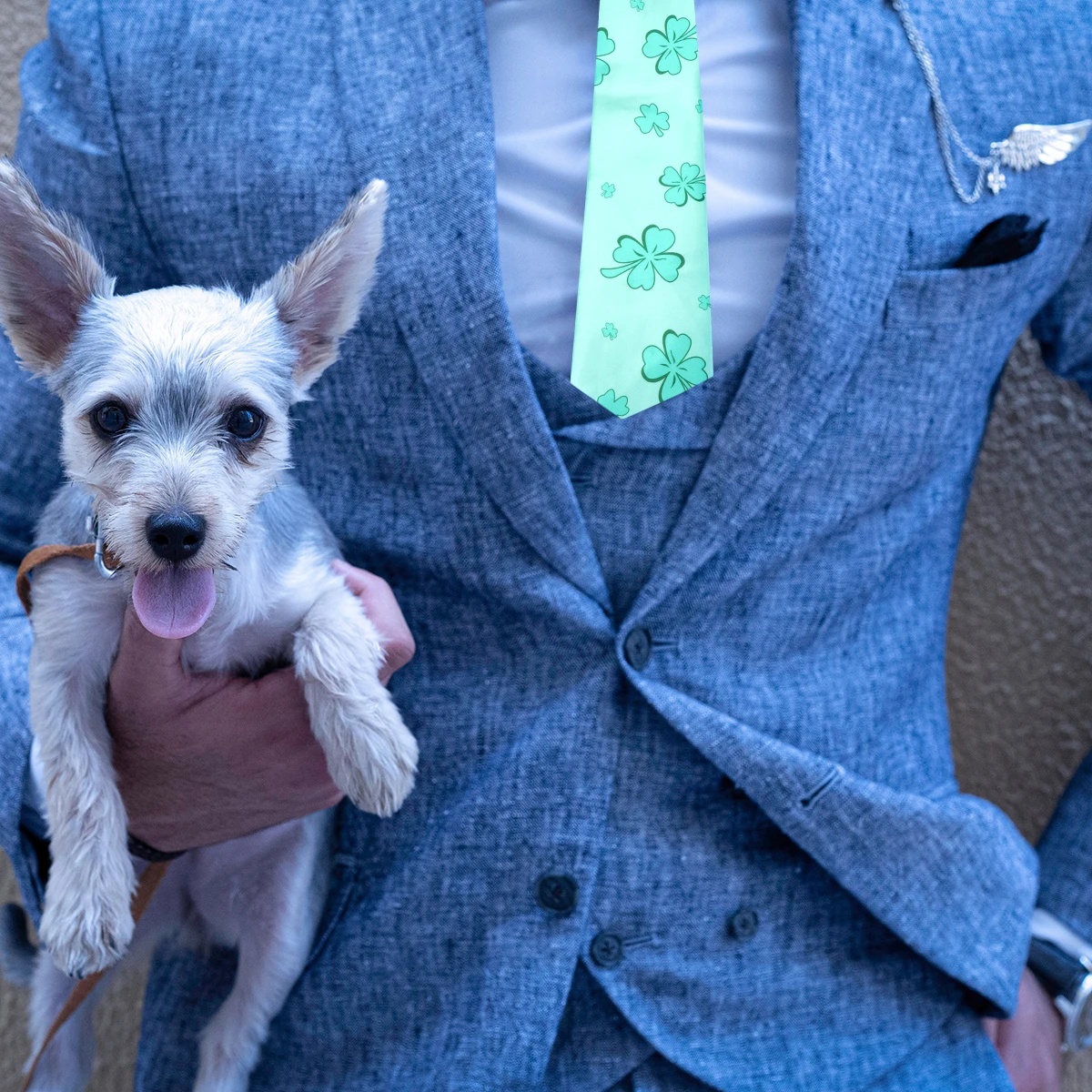 

2pcs St Patrick's Day Necktie Party Printed Ties Men Green Satin Material Gift Husband Costume Accessory Holiday Decor