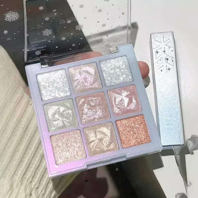 ندفة الثلج 9 ألوان عينيه لوحة بريق لؤلؤة عيون طقم مكياج الشمبانيا يسلط الضوء على لهجة باردة الساحرة المدمجة عينيه #3