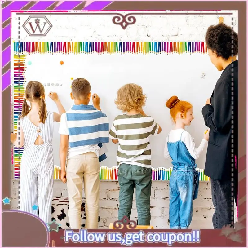 ABBG-1 لفة 59Ft ذاتية اللصق لوحة الإعلانات الحدود صدفي الحدود مع أنماط قلم رصاص لديكور مكتب الفصول الدراسية