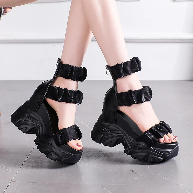 Summer Sandals 10CM Wedge Heels Sneakers New 2024 Women Beach Flip Flop High Platform Casual Sandals Breathable Walking Slippers