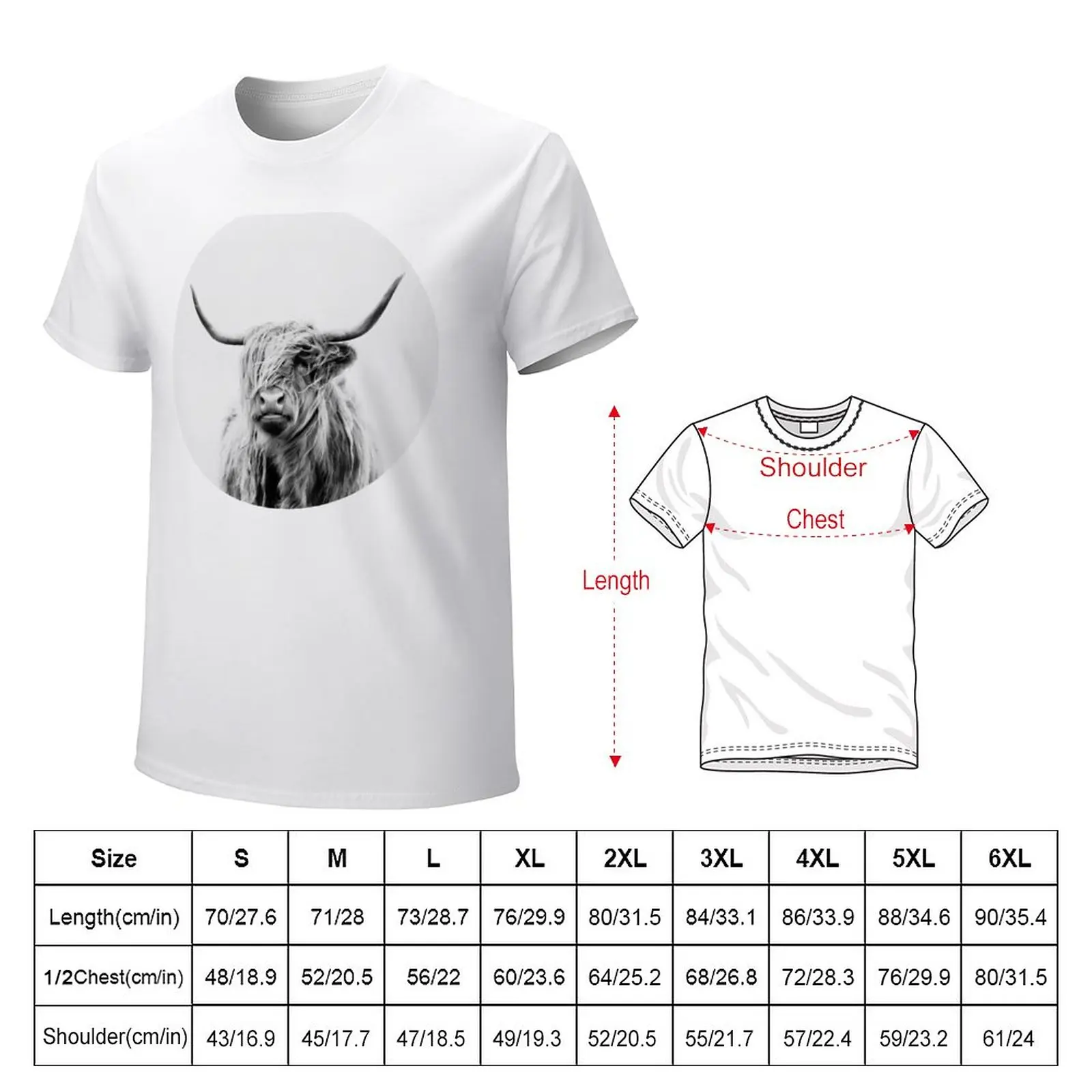 portrait of a highland cow T-Shirt Short sleeve tee summer clothes plus sizes mens graphic t-shirts pack