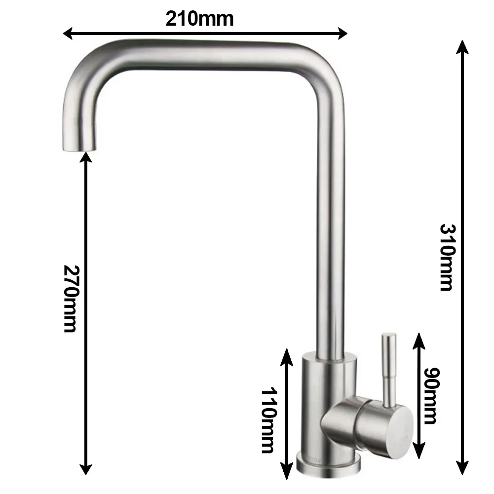 Keuken Waterkraan 304 Roestvrijstalen Gootsteen Kranen Koude En Hete Mixer Kraan Badkamer Wastafel 360 ° Rotatie Enkelvoudige Handgreep Kranen