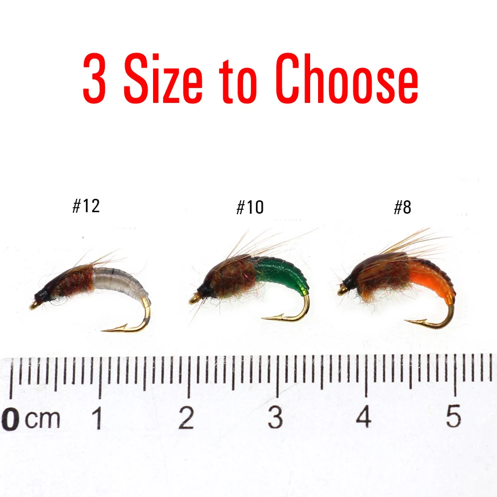 Vtwins 6PCS Realistic NymphCaddis Pupa Flies Artificial Insect For Trout Flies Lure Bait Hooks For Trout Fly Fishing  Accesoris