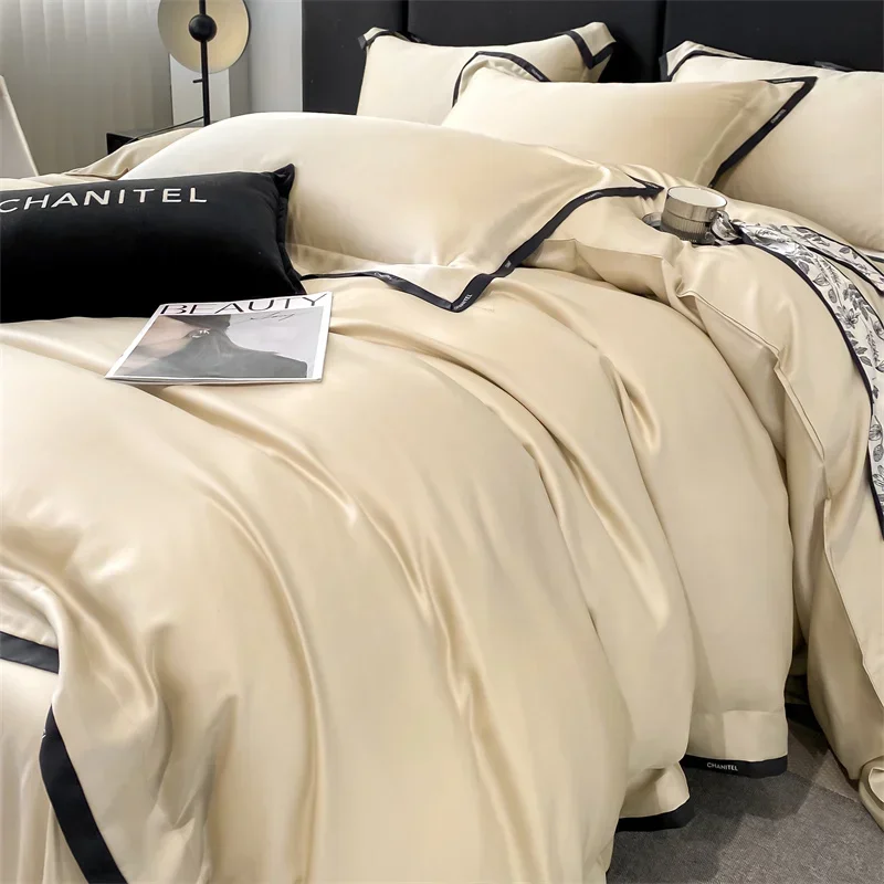 Svetanya 60S Lyocell Silked Bed Linens Bedding Set Sheet Pillowcase Duvet Cover Twin Queen King Size
