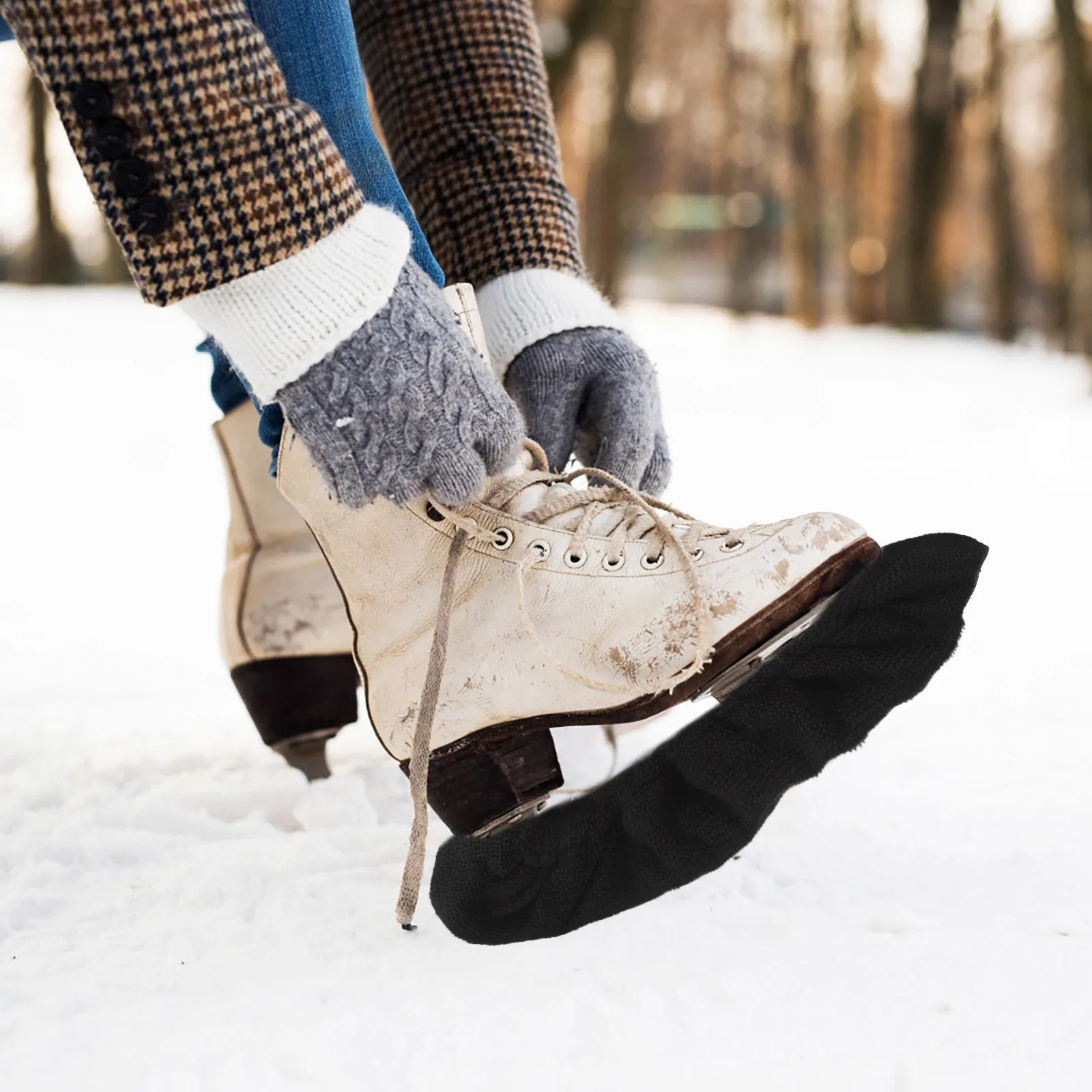 

2 Pairs Ice Skate Guards Elastic Blade Covers Soft Protective Sleeve Figure Skating Accessories Black Size L Hockey Skates Cover