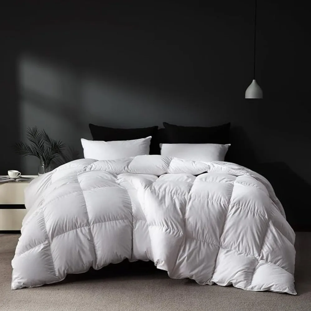 White Goose Feathers Down Comforter King Size,Premium All Season Duvet Insert,750 Fill 1200TC Power Hotel Style Bedding