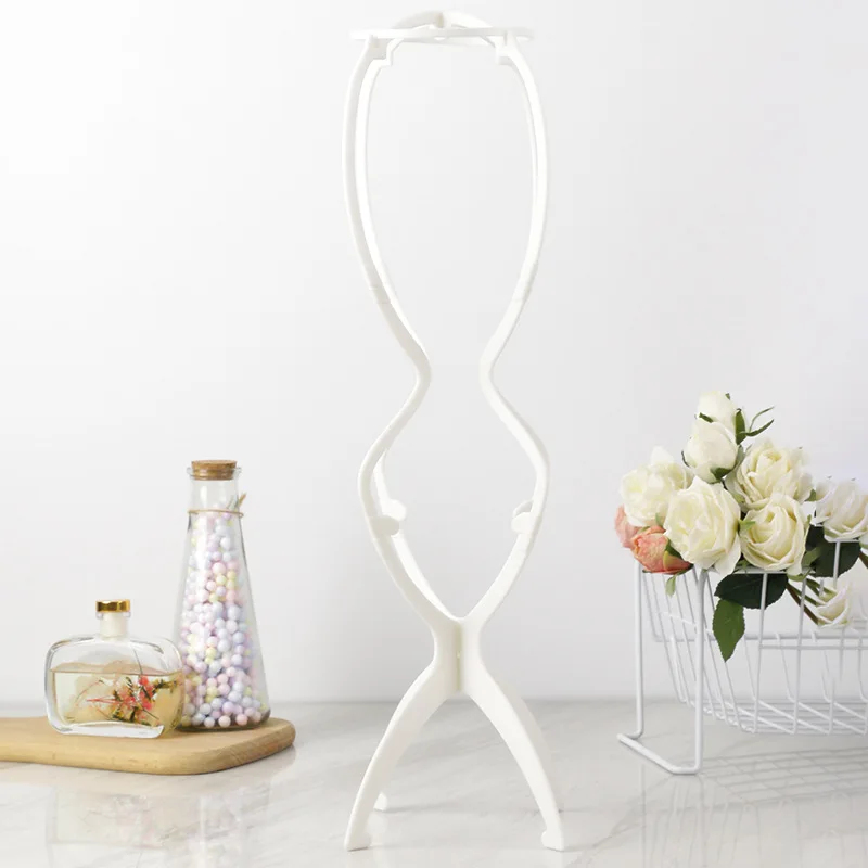 1Pcs New White Plastic Wig Display Stand Portable Folding Wig Stand Big Wig Holder Supports Head Holder