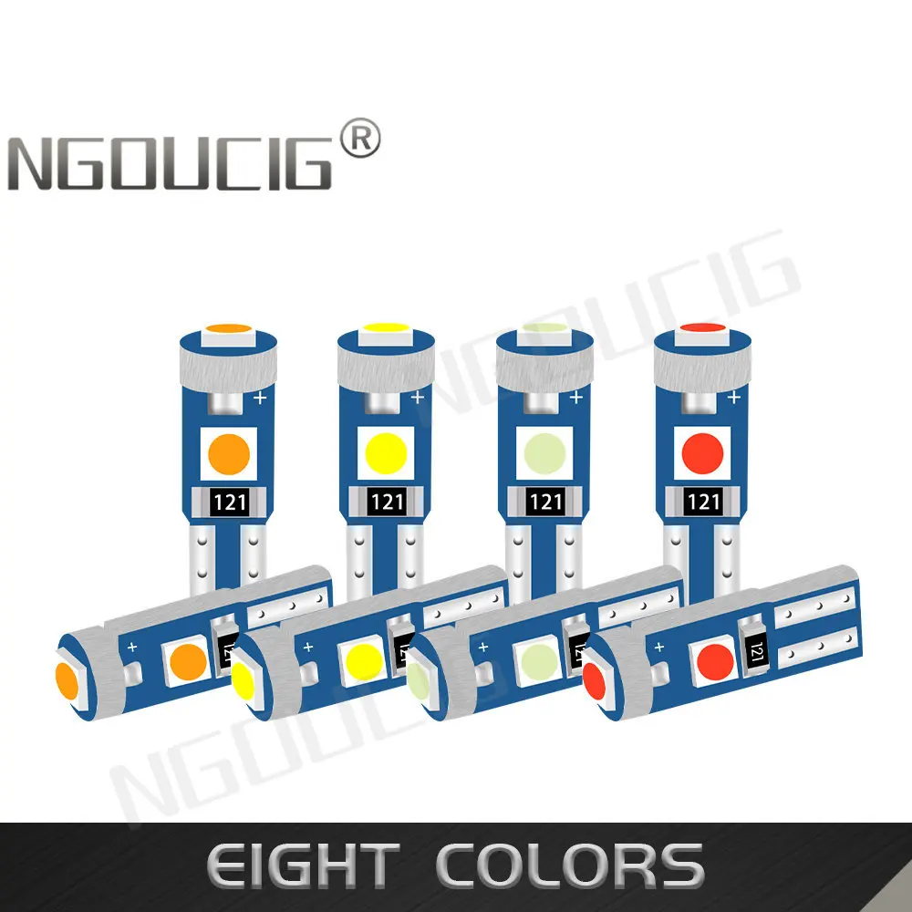 

NGOUCIG 8PCS T5 Car Led Bulb Dashboard Instrument 73 17 37 2721 W3W Interior Plate Panel Meter Indicator Auto Light Signal Lamp