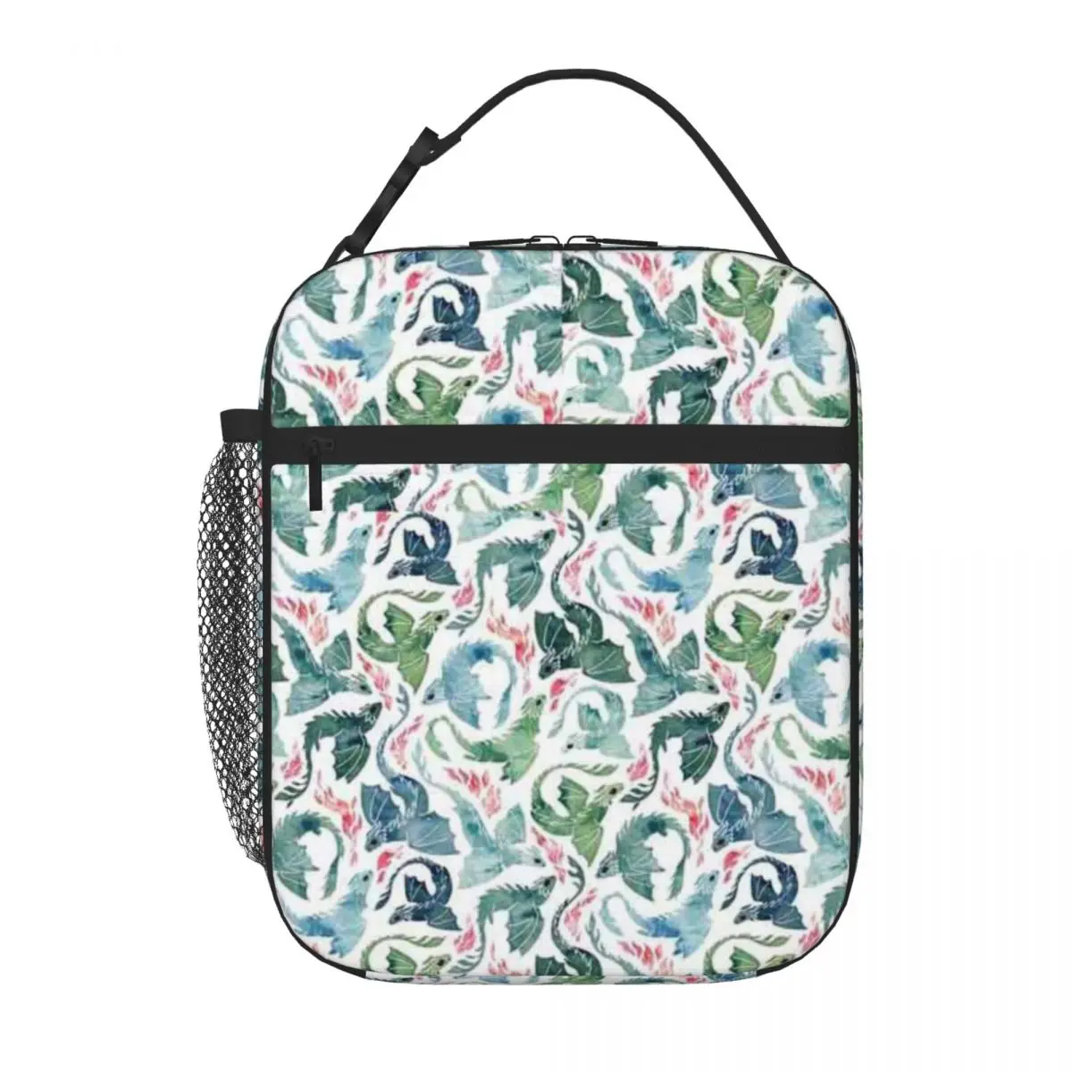 Bestselling Dragon Fire Blue Green Cute Insulated Lunch Bag Elementary School Cooler Tote