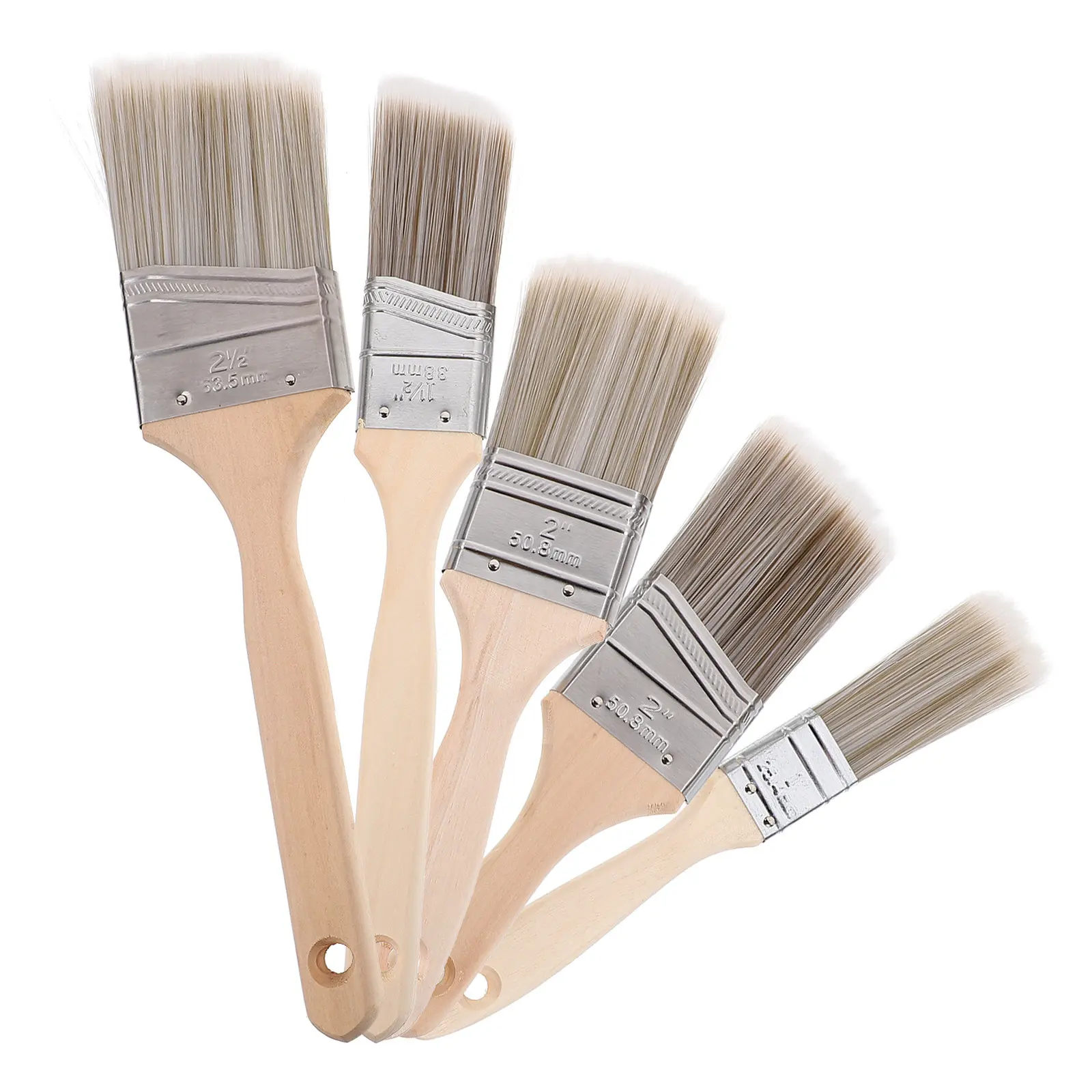 5Pcs Oil Paint Brushes with Wood Handle for Wall Furniture Art Painting Multi Use Portable Reusable Painting Brushes Smooth