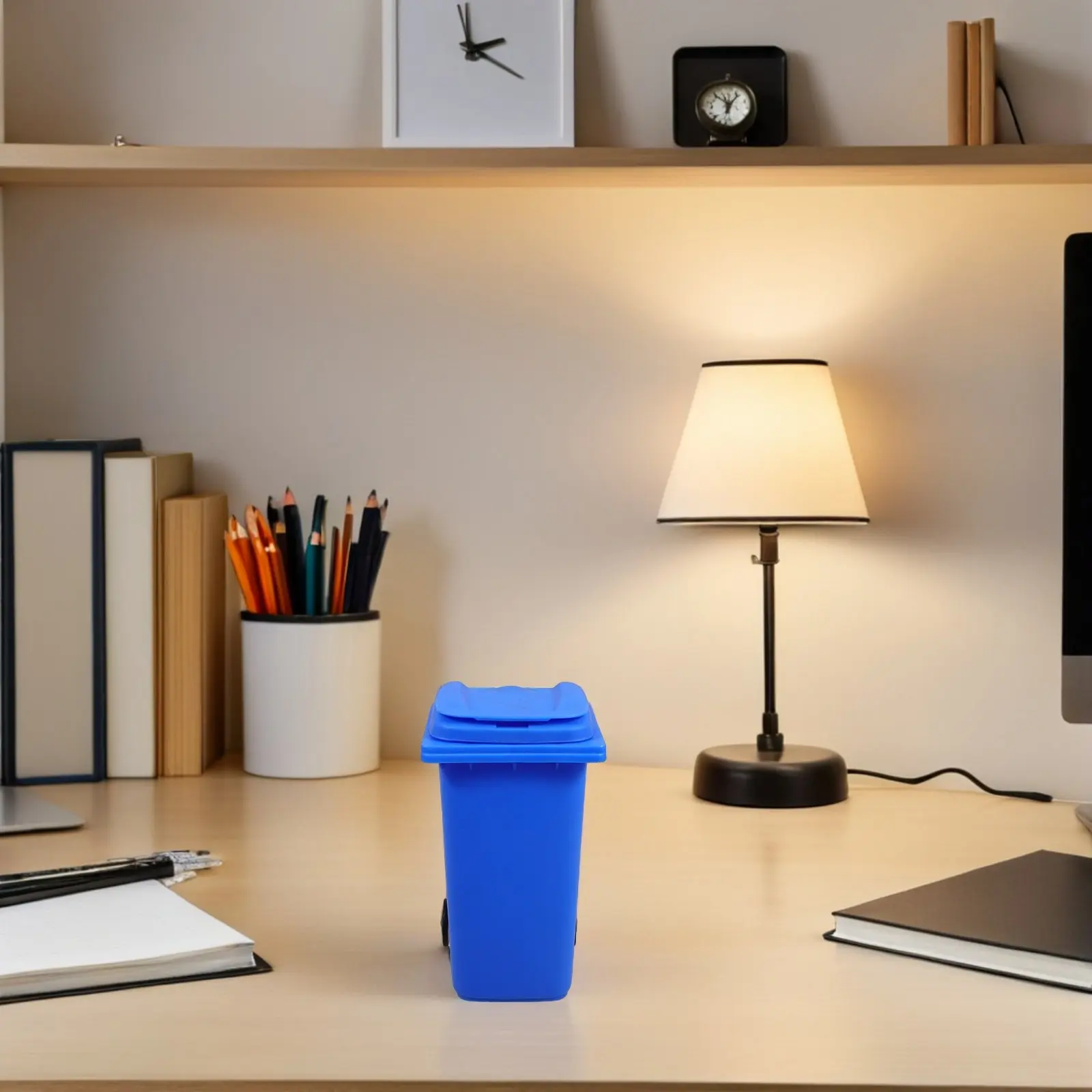 5Pcs Mini Plastic Desktop Trash Cans Pencil Holders Tiny Rubbish Bin Office Pen Organizers Storage Container Desktop Trash Can
