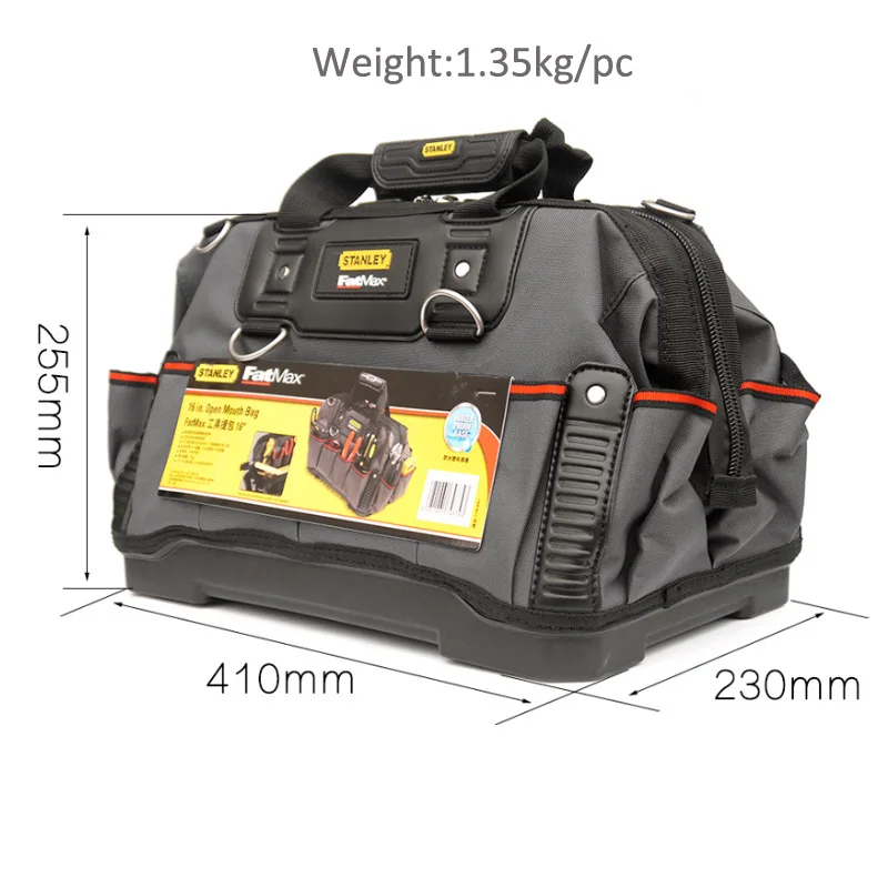 FatMax 16 inch 97-489 work tools bag storage with adjustable shoulder strap toolbag open mouth water proof hard bottom 18 pouch