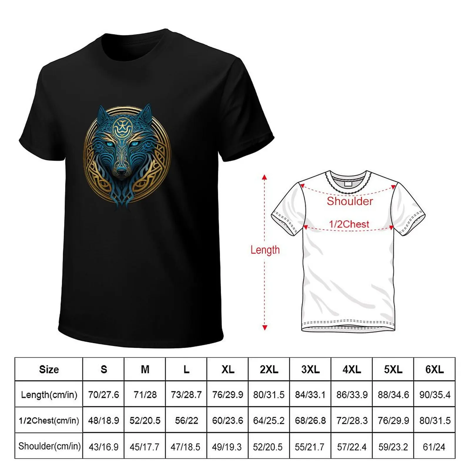 Wolf Celtic knotwork T-Shirt Casual Trendy Short Sleeve T-Shirt