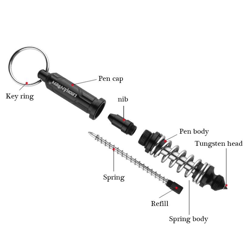 Bolígrafo táctico de acero de tungsteno para autodefensa, bolígrafos de supervivencia, multifunción, interruptor de vidrio, protección de seguridad, primavera de T-6, nuevo