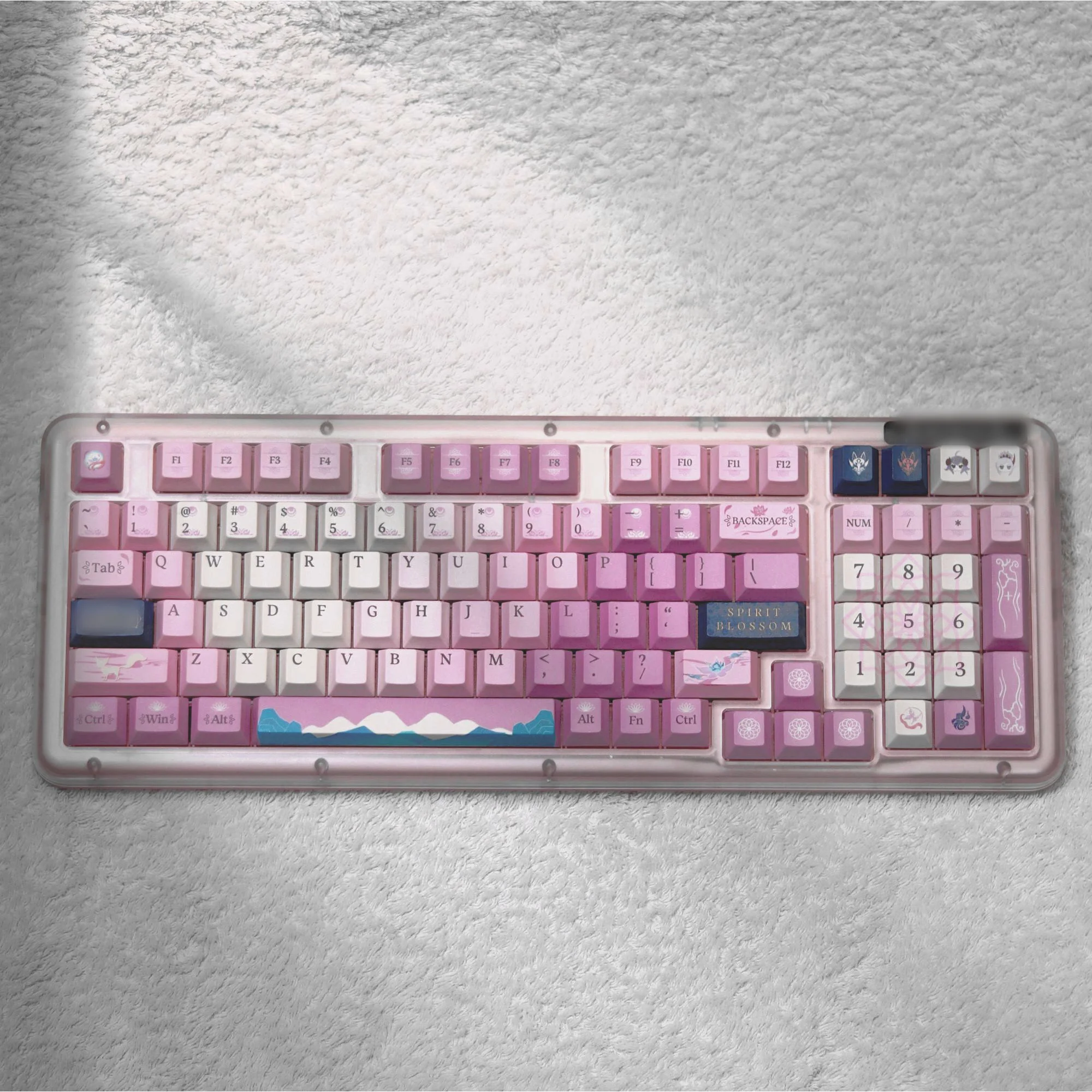 Pink PBT Keycaps Cherry Profile Dye-Sublimation Custom Keycap Set for MX Mechanical Keyboards