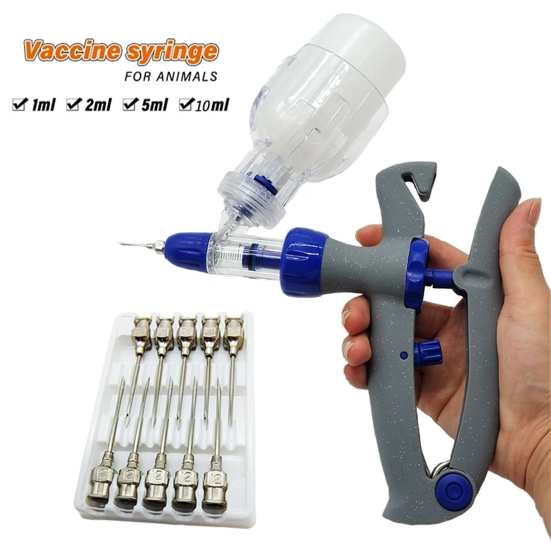 1ml/2ml /5ml/10ml Automatic Veterinary Continuous Syringe Animal Injection Adjustable Vaccine for livestock Pig Cattle Sheep