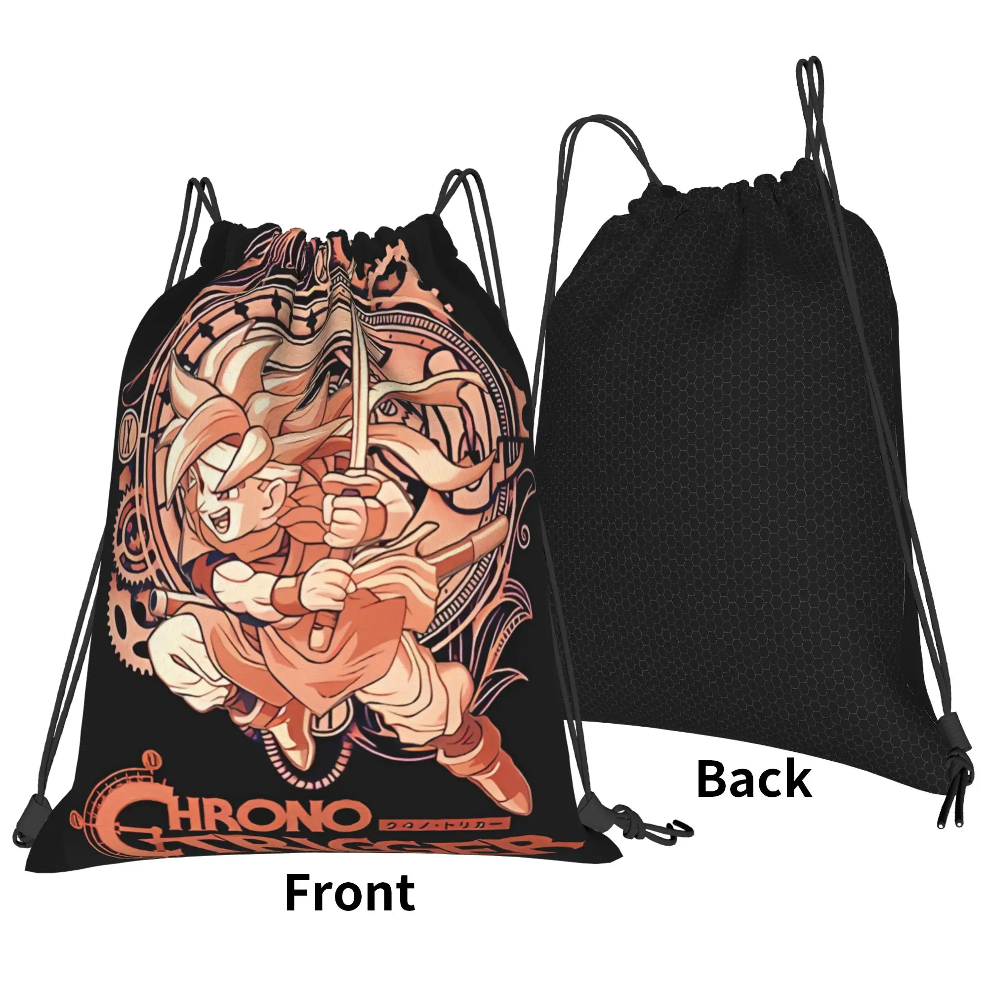 C-Chrono Trigger pixel art gaming Portable Sports Drawstring Bags Riding gym Backpack gift Storage Backpacks