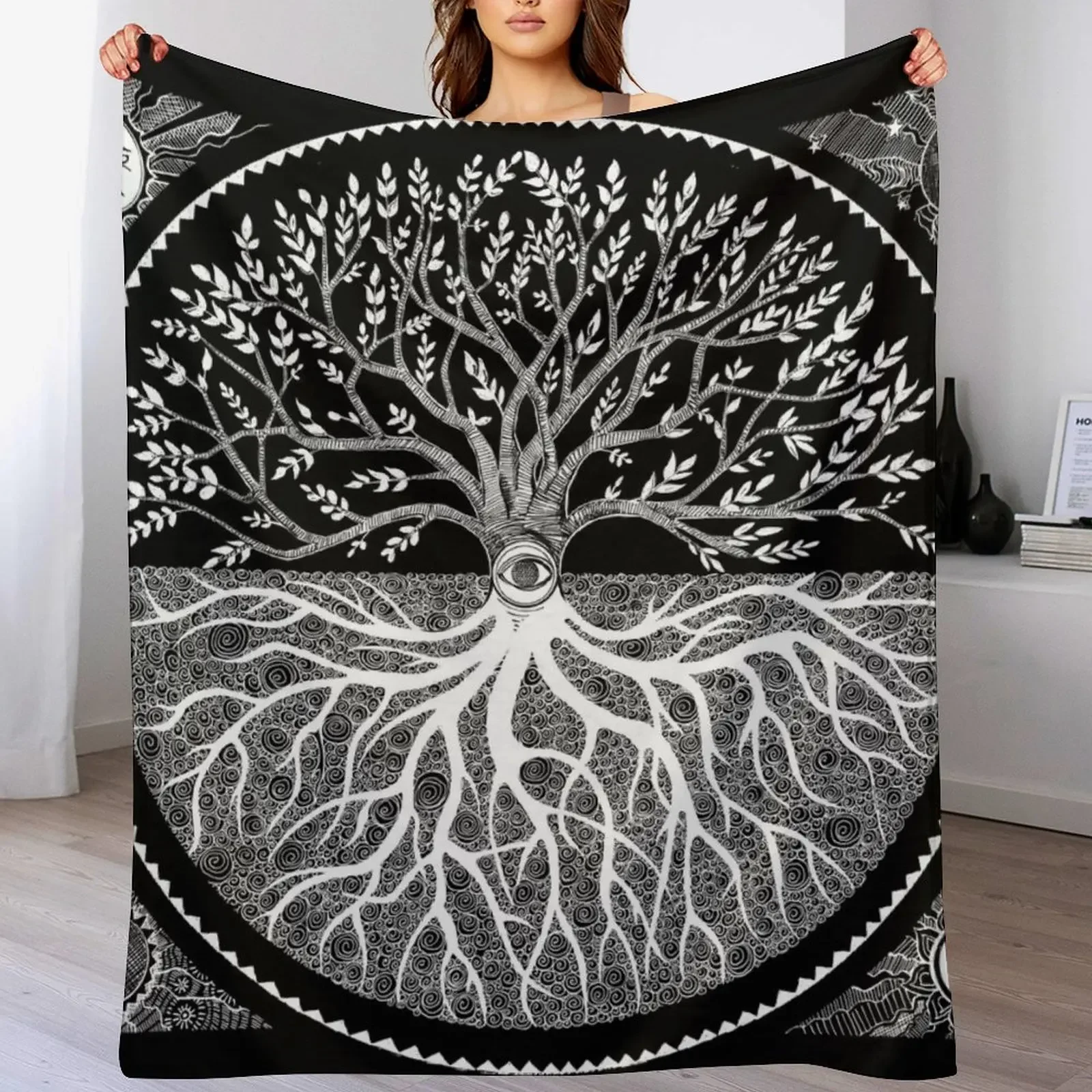

Druid Tree of LIfe Throw Blanket Retros Soft Big warm winter wednesday Blankets