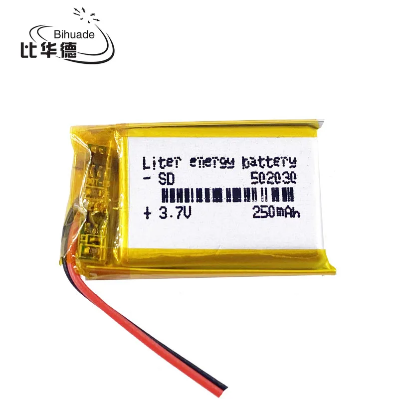 

100pcs 3.7V 250mAh 502030 Lithium Polymer Li-Po li ion Rechargeable Battery cells For Mp3 MP4 MP5 GPS mobile bluetooth