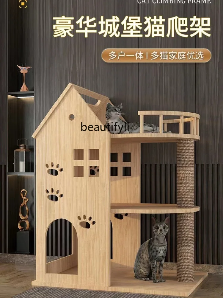 Cat Climbing Frame Scratching Board Nest Tree Cat Villa House Climbing Column Castle Indoor Home