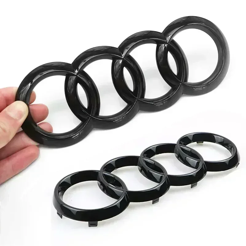

4 Ring Logo ABS Black/Silver Car Bonnet Front Bonnet Grill Rear Trunk Emblem Badge Sticker For Audi A3 A4 A5 A6 A7 Q2 Q3 Q5 Q8TT