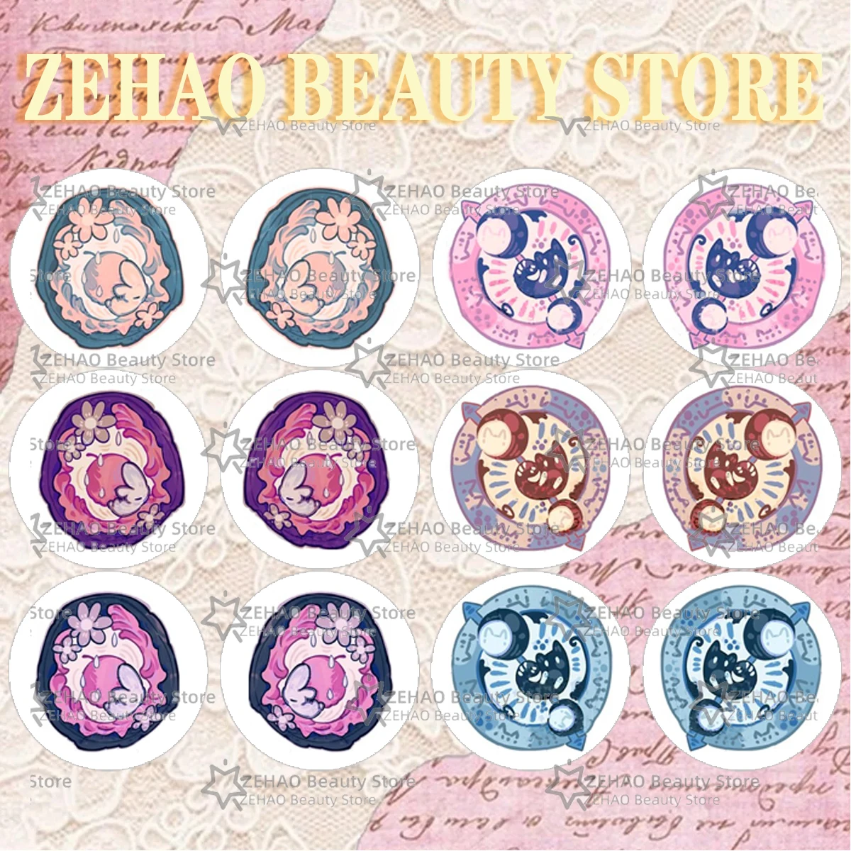 12Pcs Eye Select Size 10MM-40MM Glass Cabochon Flower‑Moon Covenant Eye DIY Blyth Doll Accessories JD029