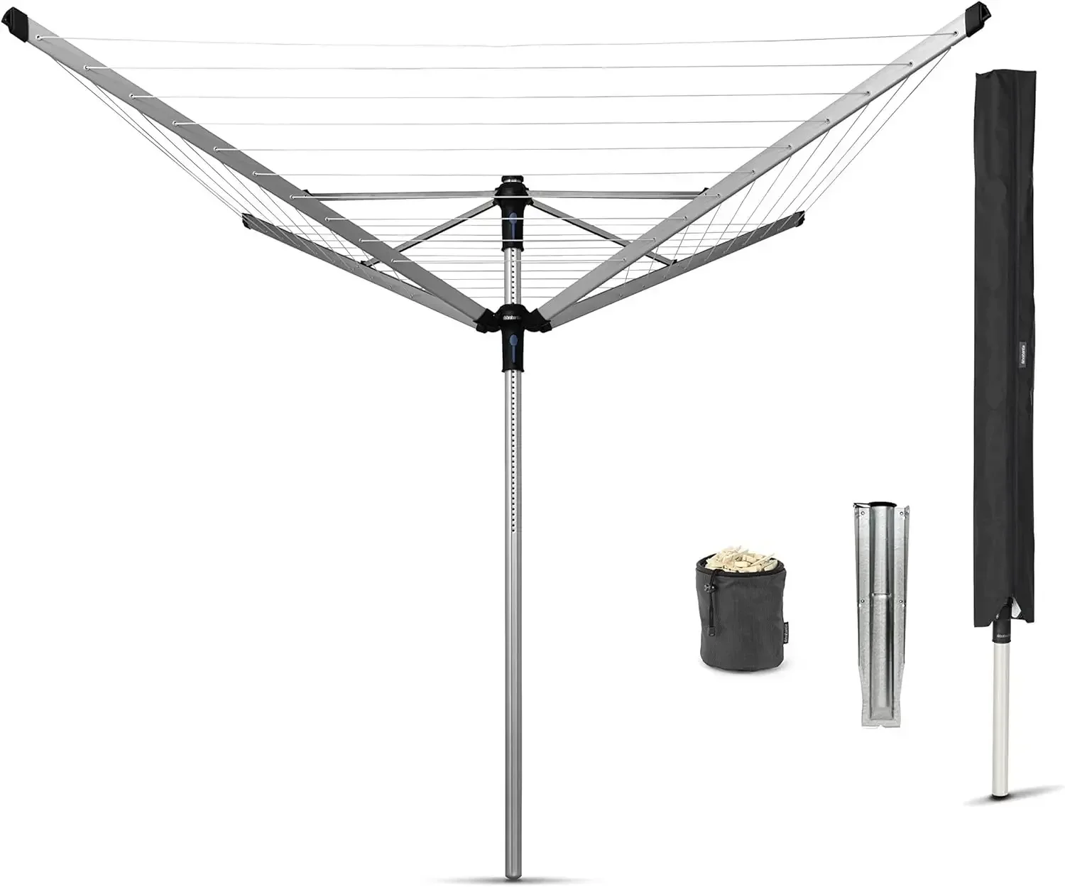 

Lift-O-Matic Advance Outdoor 4 Arm Clothesline (164 ft/Ø 1.97") Height Adjustable, Folding Clothes Drying Rack + Ground Spike