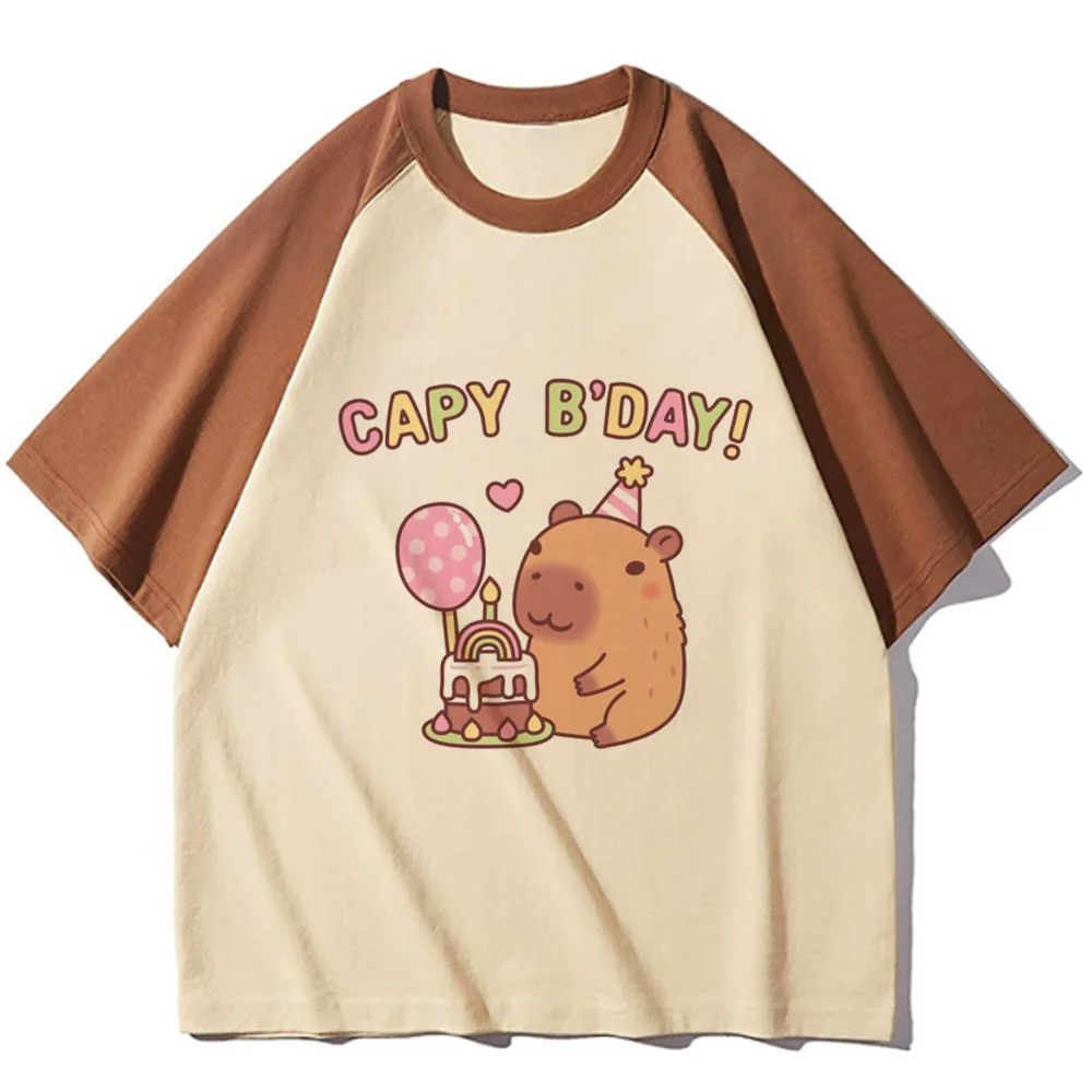 Capybara t-shirts women active wear blend t-shirts girl harajuku graphic clothing