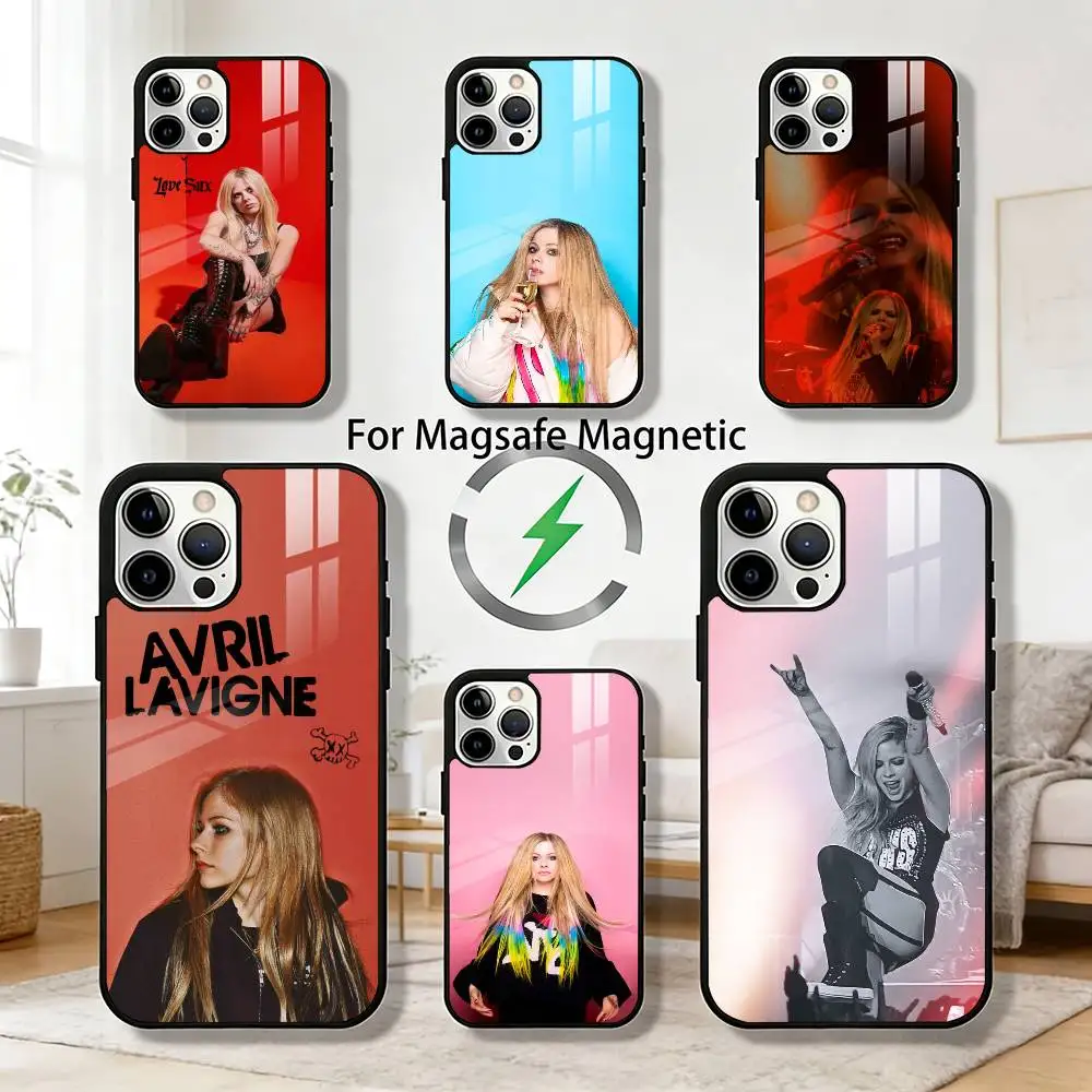 

Singer A-Avril L-Lavigne Phone Case For iPhone 17 16 15 14 13 12 Pro Max Plus for Magsafe Mirror Wireless Magnetic Cover