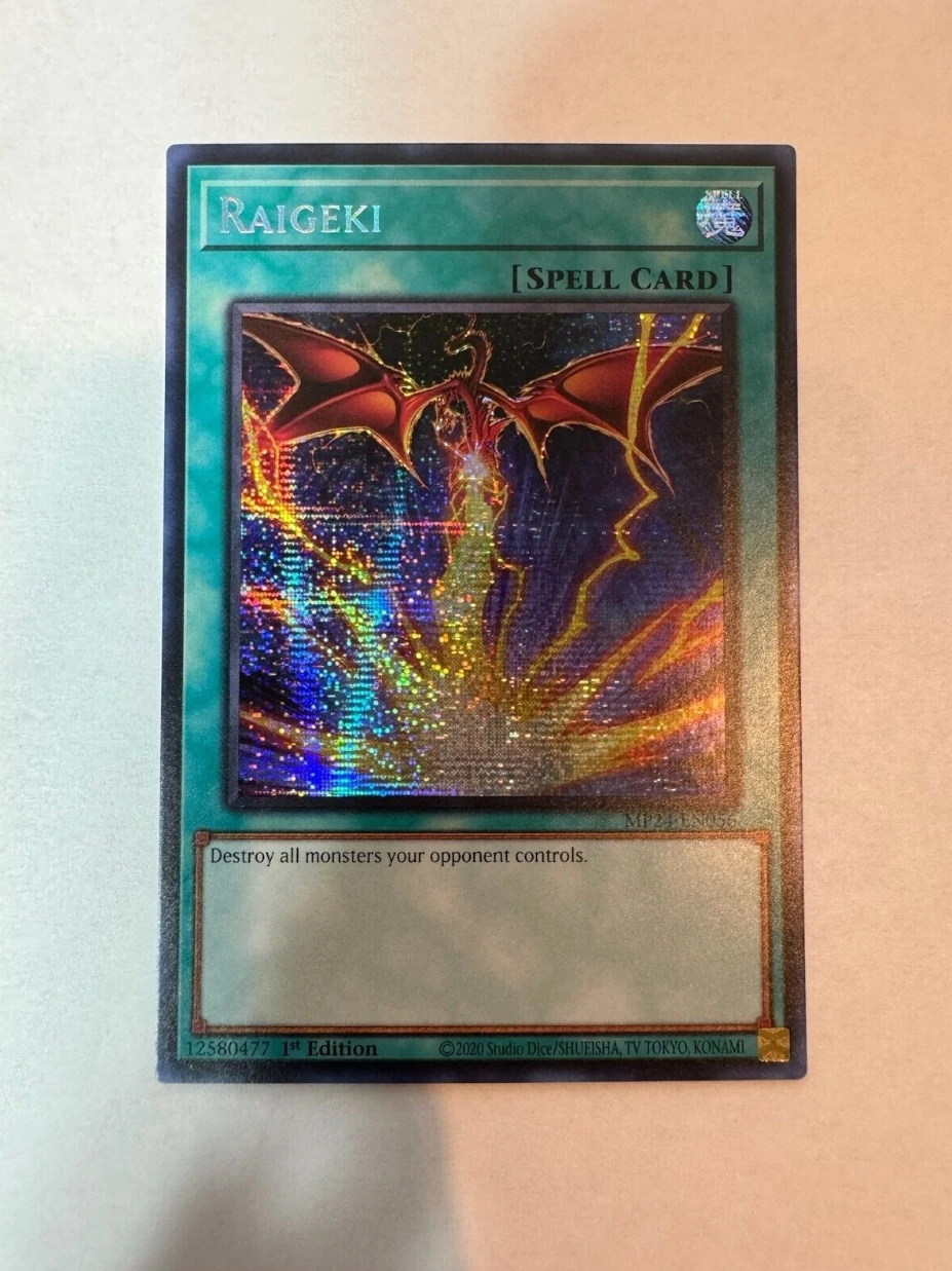 

Yugioh KONAMI Duel Monsters TCG MP24-EN056 Raigeki Secret Rare English 1st Edition Collection Mint Card