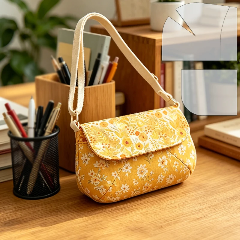 NUBECOM 2pcs Lovely Shoulder Bag Sewing Templates, DIY Fresh & Vivid Color Crossbody & Handbag Quilting Stencils, PET Templates - view 3