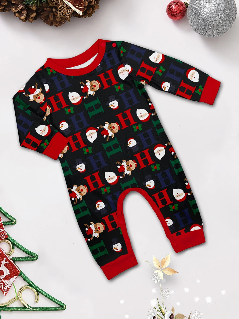 2025 Christmas Matching Family Pajamas  Santa Cartoon Pjs Adult Child Clothing Outfit Set Baby Jumpsuit+Dog Clothes