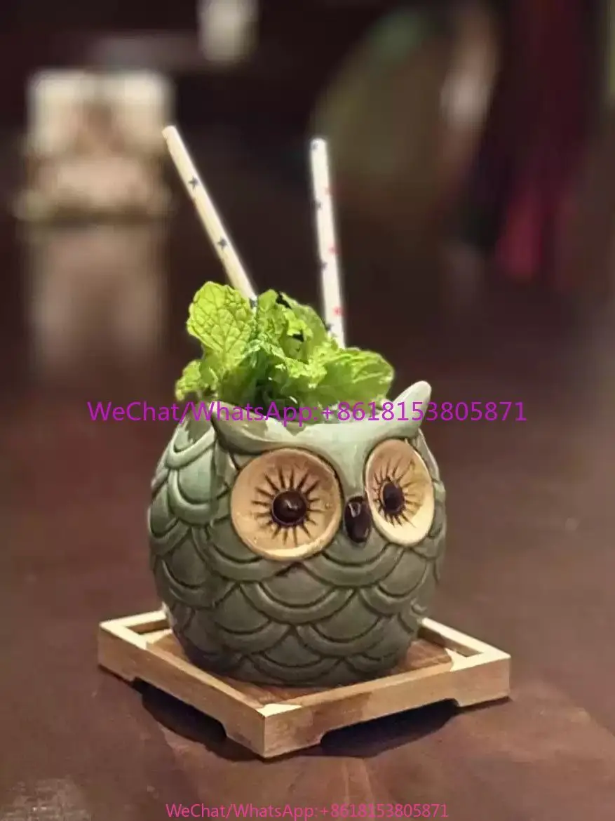 Cute Green Owl Cocktail Tiki Cup Bar Creative Personality Ceramic Cup