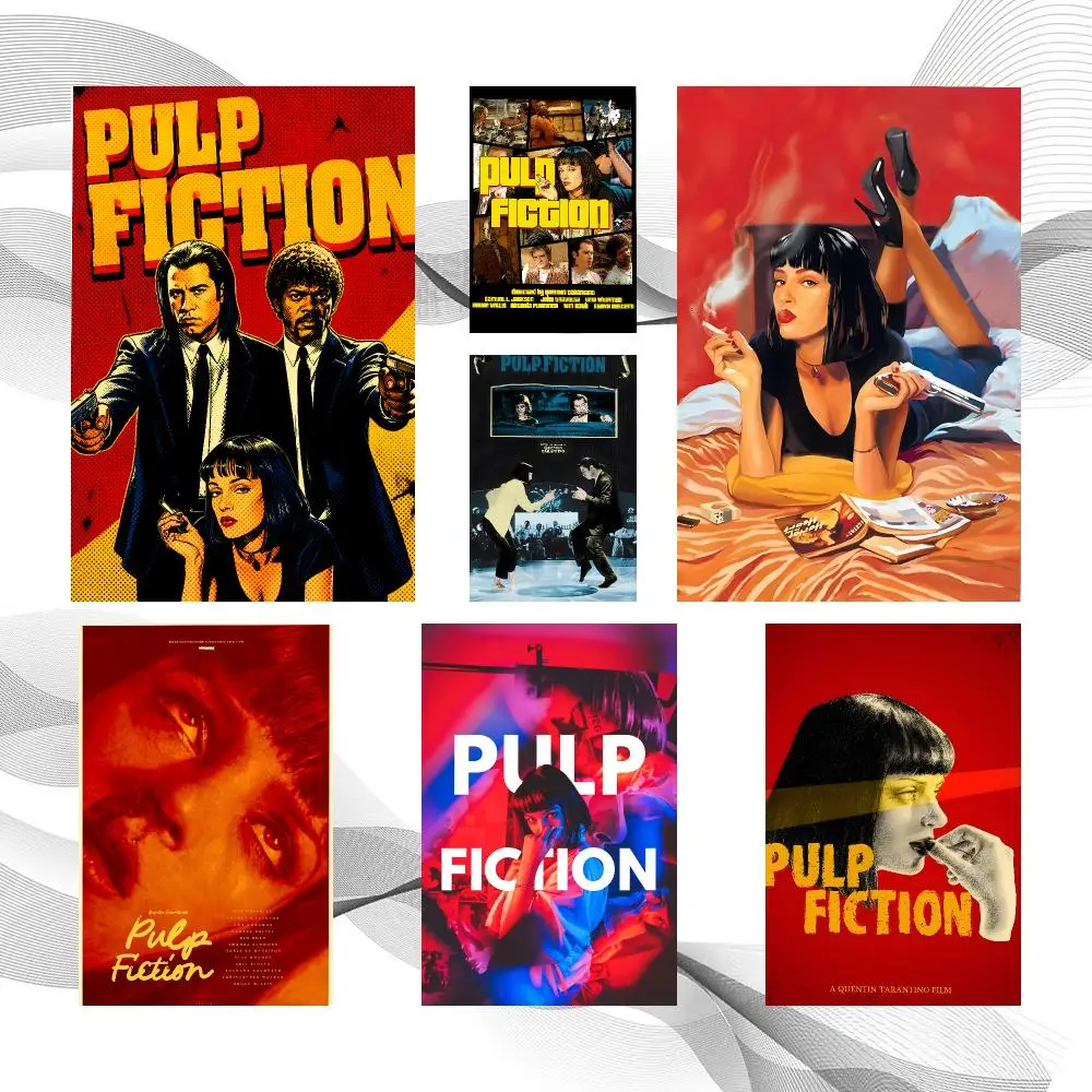 Movie Classic P-Pulp Fiction Poster Peel And Stick Wall Art Self Adhesive PP Waterproof Wall Decor Living Room Bedroom Gift