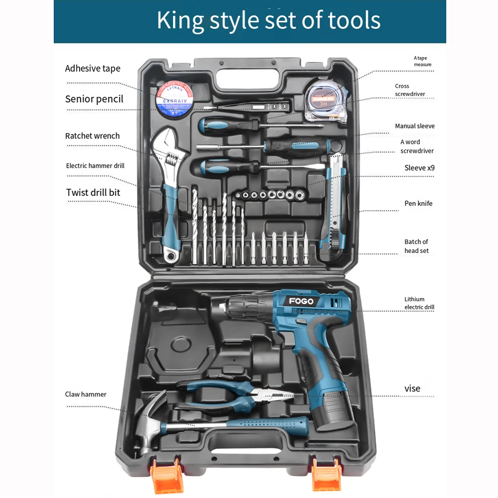 Household Electric Drill Hand Tool Set Hardware And Electrical Special Maintenance Multifunctional Woodworking Box 0025