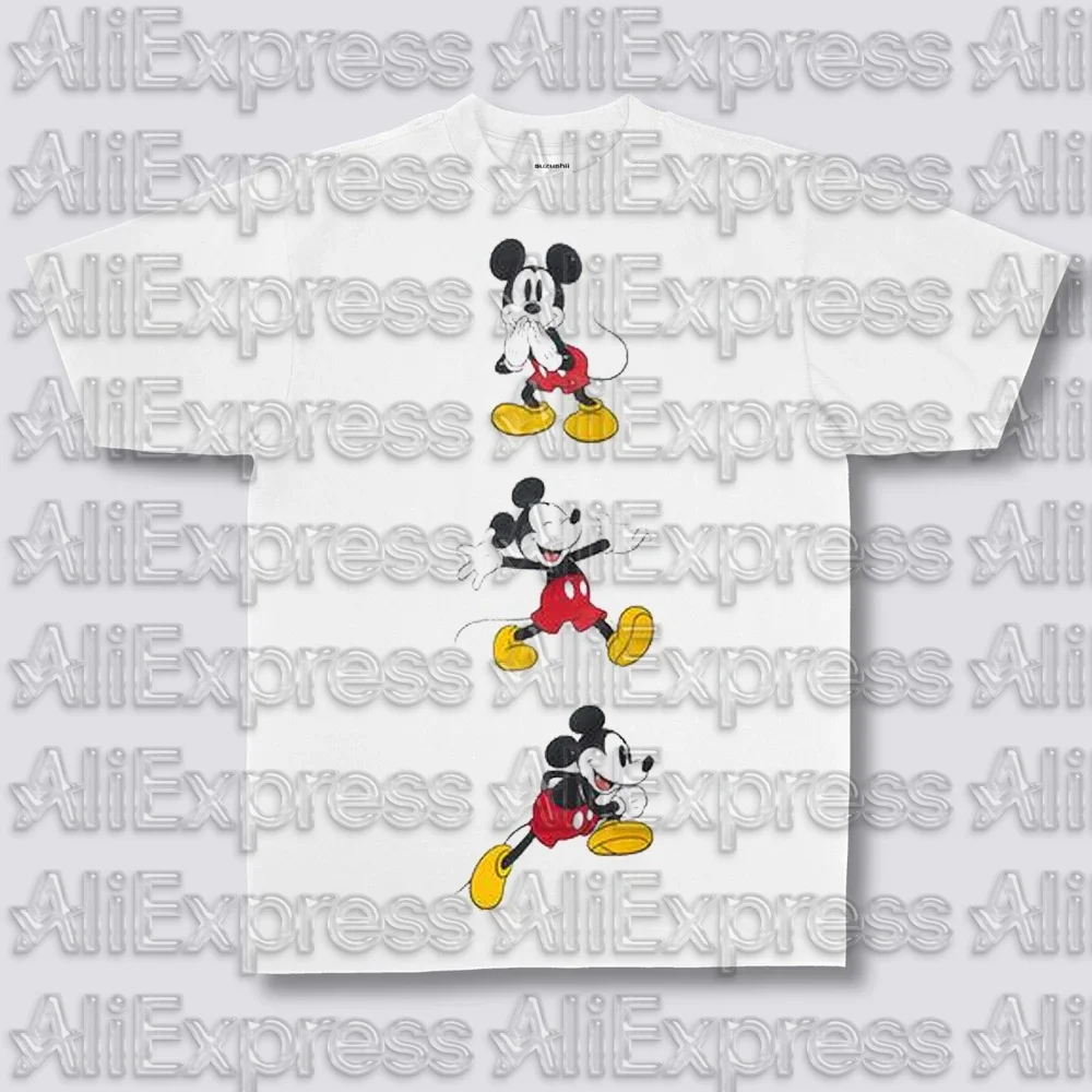 MOTO 2025 ديزني لطيف ميكي ماوس تي شيرت مطبوع الصيف قميص رجالي وقميص ميني الكرتون المألوف