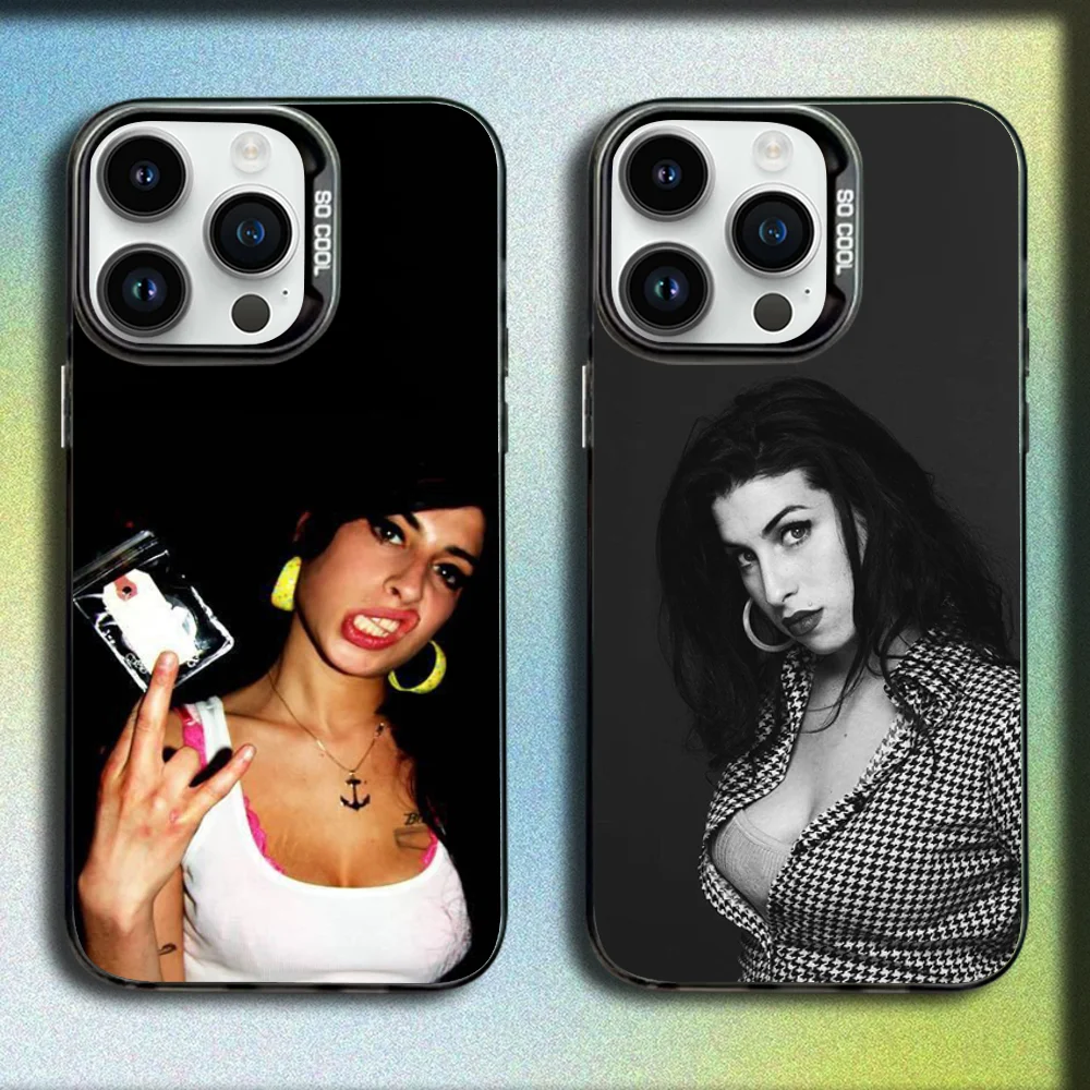 

Singer A-Amy Winehouse Phone Case For iPhone 16,15,14,13,12,11,Mini,Pro,SE,MAX Gray Matte Silicone Black Cover
