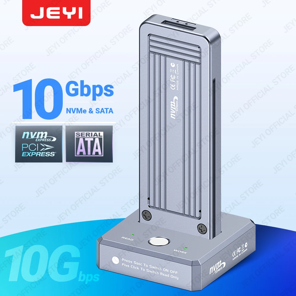 JEYI M.2 SSD-считыватель, док-станция NVMe и SATA — USB-C PCIe SSD Адаптер твердотельного диска USB 3.2 10 Гбит/с с защитой от записей