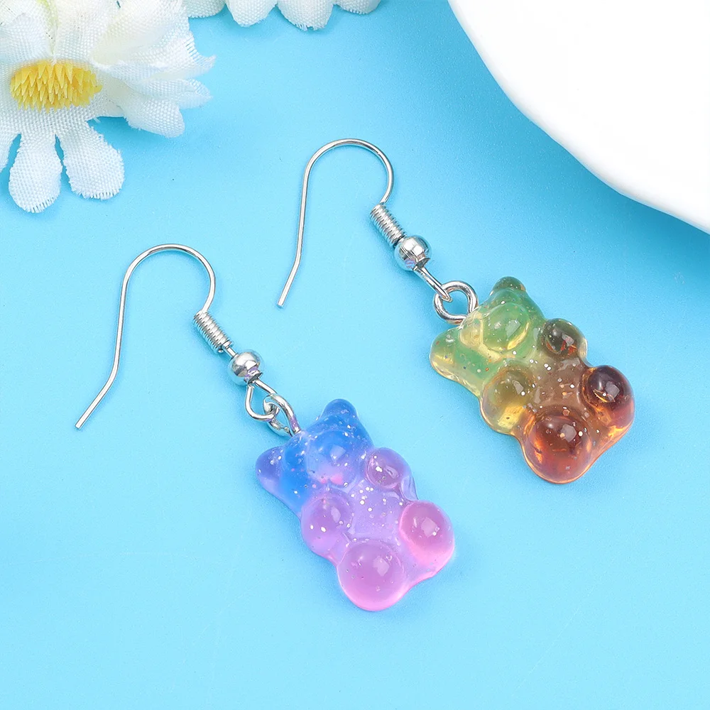 DW82 10Pcs Dual Color Resin Bear Shaped Pendant, Suitable for DIY Bracelets, Necklaces, Earrings, Keychains, Jewelry Making view 4