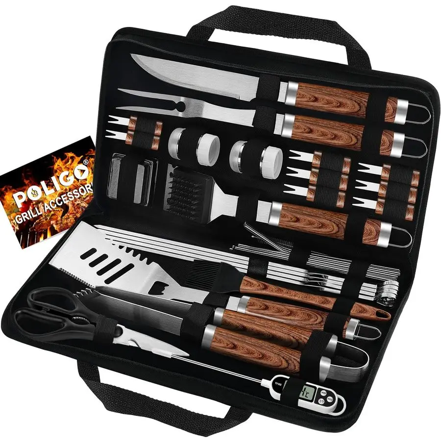 

29 PCS BBQ Grill Accessories Stainless Steel BBQ Tools Grilling Tools Set with Storage Bag for Fathers Day Dads Birthday Present