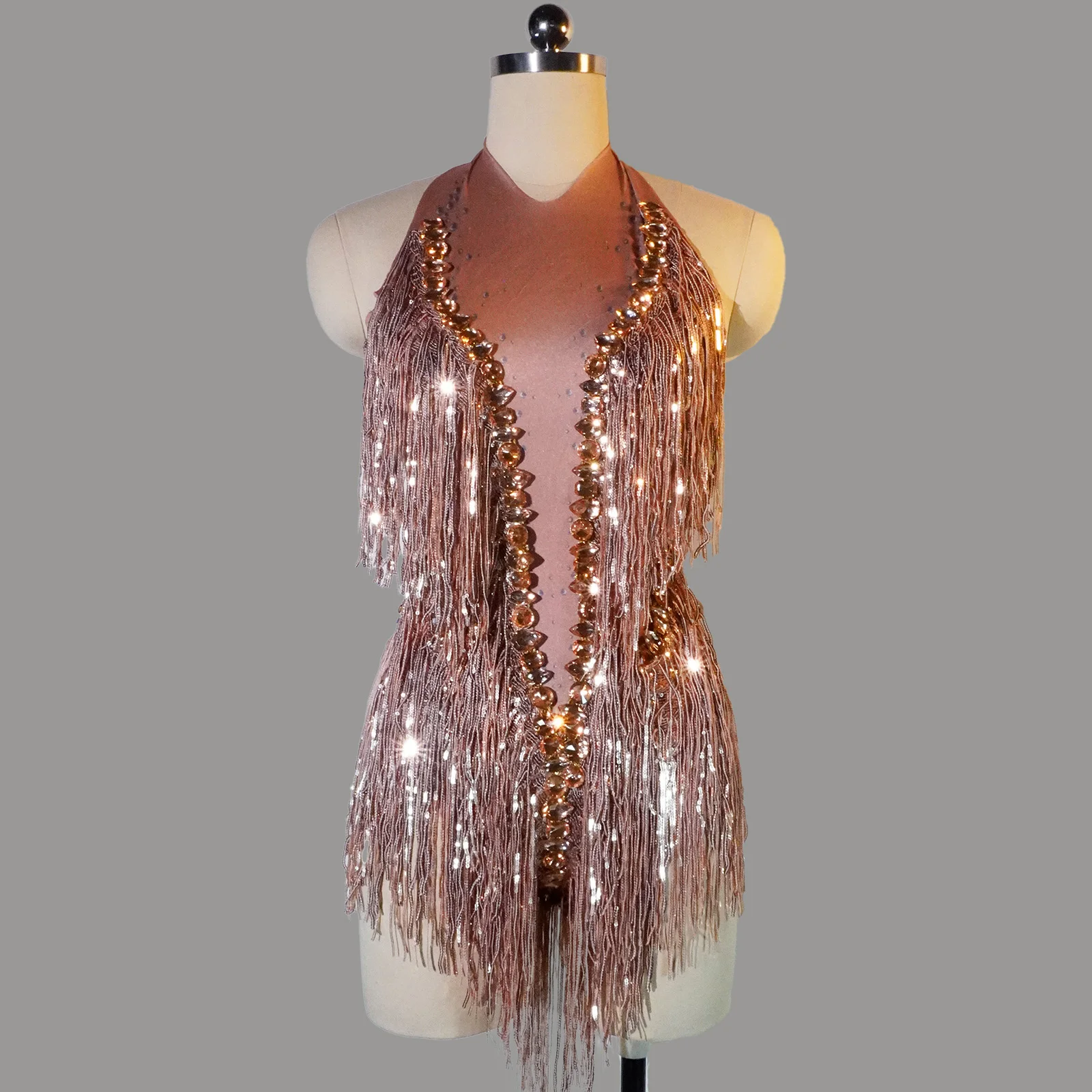 

Блестящий боди с бахромой и стразами для женщин, костюм для гоу-гоу танцев, для ночных клубов, вечеринок, сценических выступлений, леотард с бахромой в стиле сирены ​