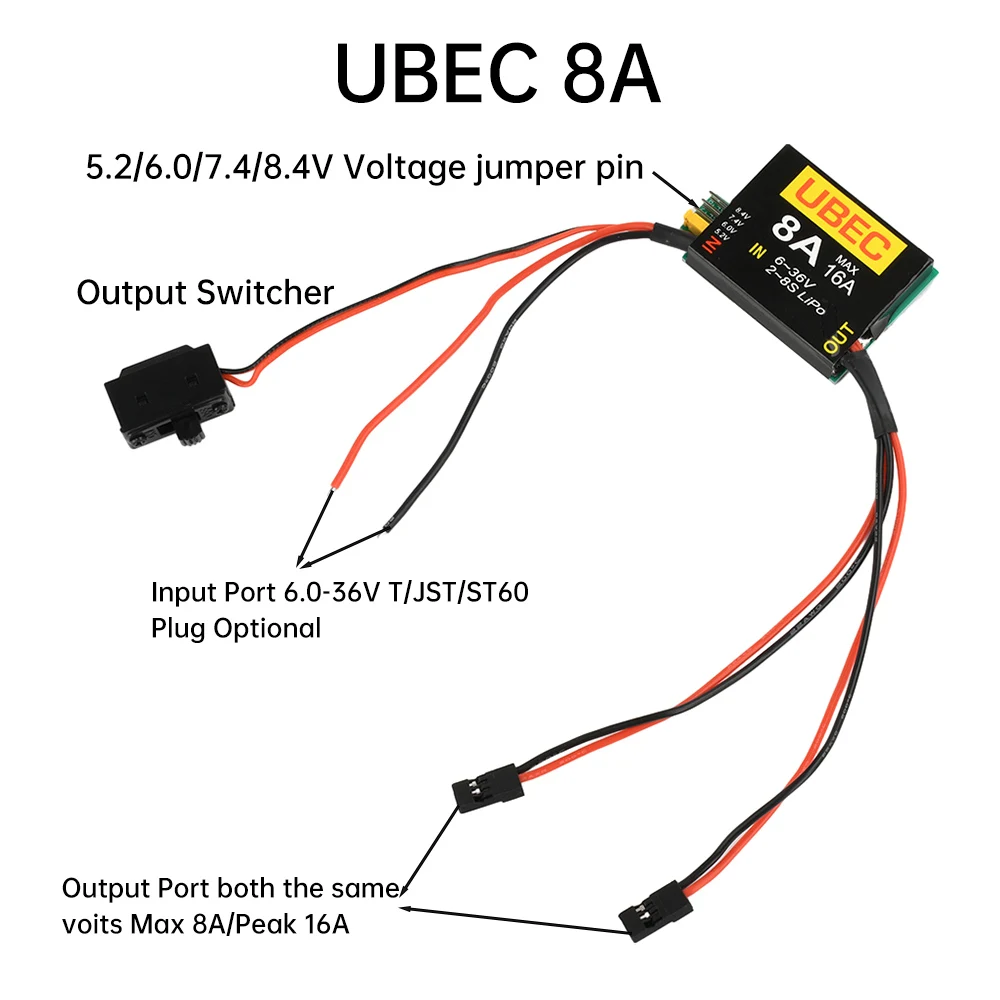 2S-8S 6-36V UBEC-8A BEC & DUAL UBEC 8A/16A  5.2/6.0/7.4/8.4V Servo Separate Power Supply RC Car Fix-Wing Airplane Robot Arm