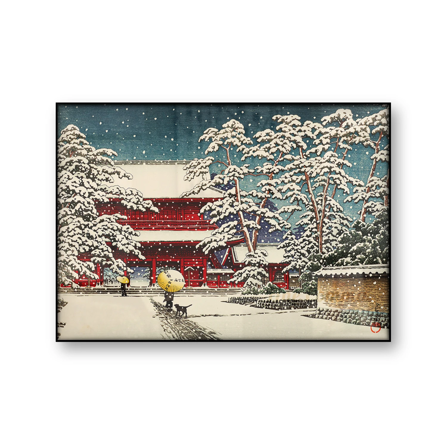 Zojoji Temple in Snow Kawase Hasui Vintage Japanese Art Poster Ukiyoe Wall Art Canvas Print Asian Home Decor Housewarming Gift