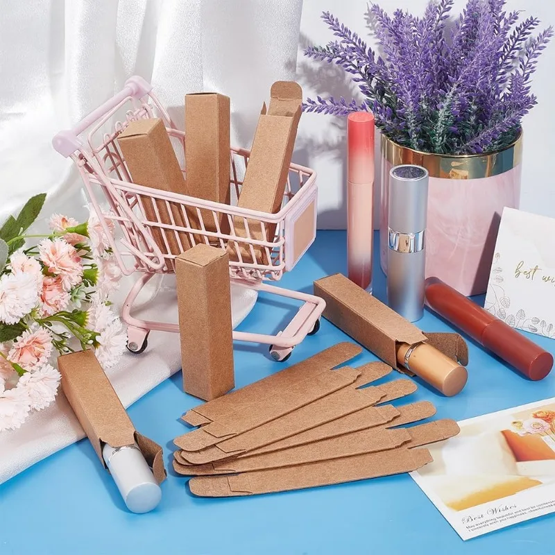 50 Pack Kraft Paper Lipstick Case Peru Rectangle Essential Oil Packaging Box for Lipstick Bottle Packaging Gift Makeup Tube