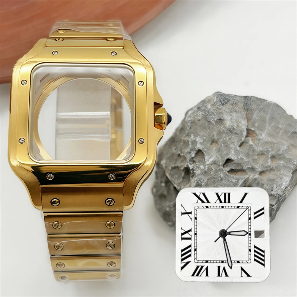 

38mm Gold Black Silver Case Set 316L Steel Watch Repair Modification Parts for Sandoz NH35/36 Watch Automatic Movements No Logo
