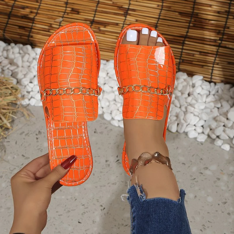 レディース グリッター ゴールド スリッパ メタリック テク - Gold Chain Sandal のレビューと価格